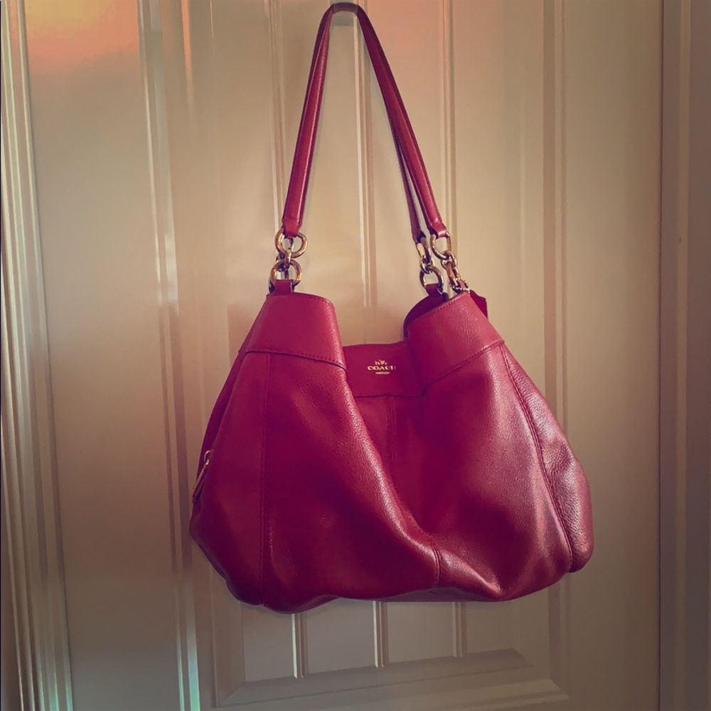 Coach Red Hobo Bag Large Three Compartment